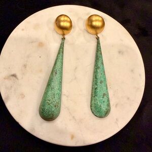 Elegant Patina Verdigris Briolette Drop Earrings